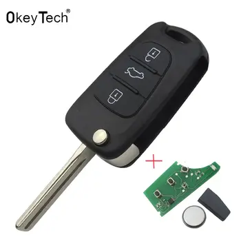 OkeyTech 3 Tlačítka, Skládací auto Flip klíč pro kia sportage 3 rio k2 K5 ceed duše pro Hyundai i30 vzdálené klíče 433Mhz auto klíč prázdné