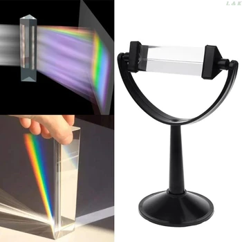 Optické Sklo Triple Trojúhelníkový Hranol s podstavcem pro Fyziky Světelné Spektrum Výuky