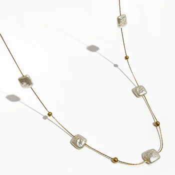 Peri'sBox z Nerezové Oceli Pozlacené Tenké Hadovité Řetězce, Imitace Náměstí Barokní Perlový Náhrdelník Šperky pro Ženy, Svatební
