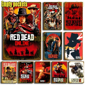 Red Dead Redemption Hra, kovové plechové znamení, Plakát Home Decor Retro Velký KraftpaperStyle Zdi Plakáty Vintage Internet Cafe Bar Dekor