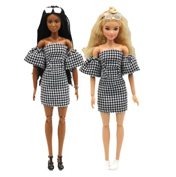 Retro Móda Mříž Šaty pro Barbie Blyth 1/6 30 cm MH CD FR SD Kurhn BJD Doll Oblečení, Doplňky