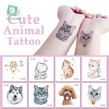 Rocooart Kreslených Zvířat Děti Dočasné Tetování Nálepka Malé Vodotěsné Módní Falešné Body Art, Tetování, Roztomilý Pes Kočka Taty