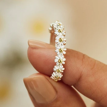 Vintage Malá Daisy Prsteny Pro Ženy, Dívky Roztomilý Květ Otevřený Kroužek Nastavitelný Svatební Zásnubní Prsteny Ženské Šperky Bague